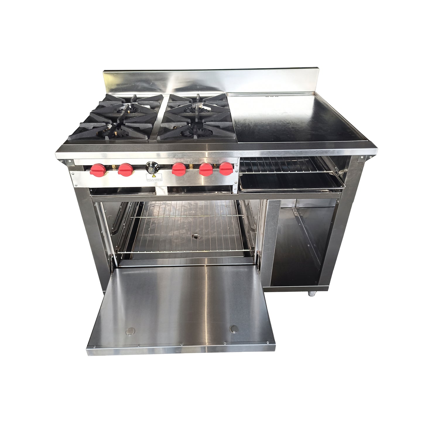 Gas stove with 4 deep burners, grill and oven