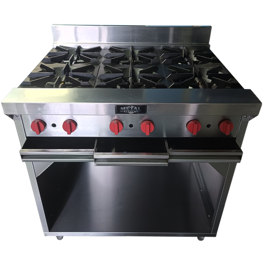 Cocina a gas 6 Hornillas Hondas y Gabinete
