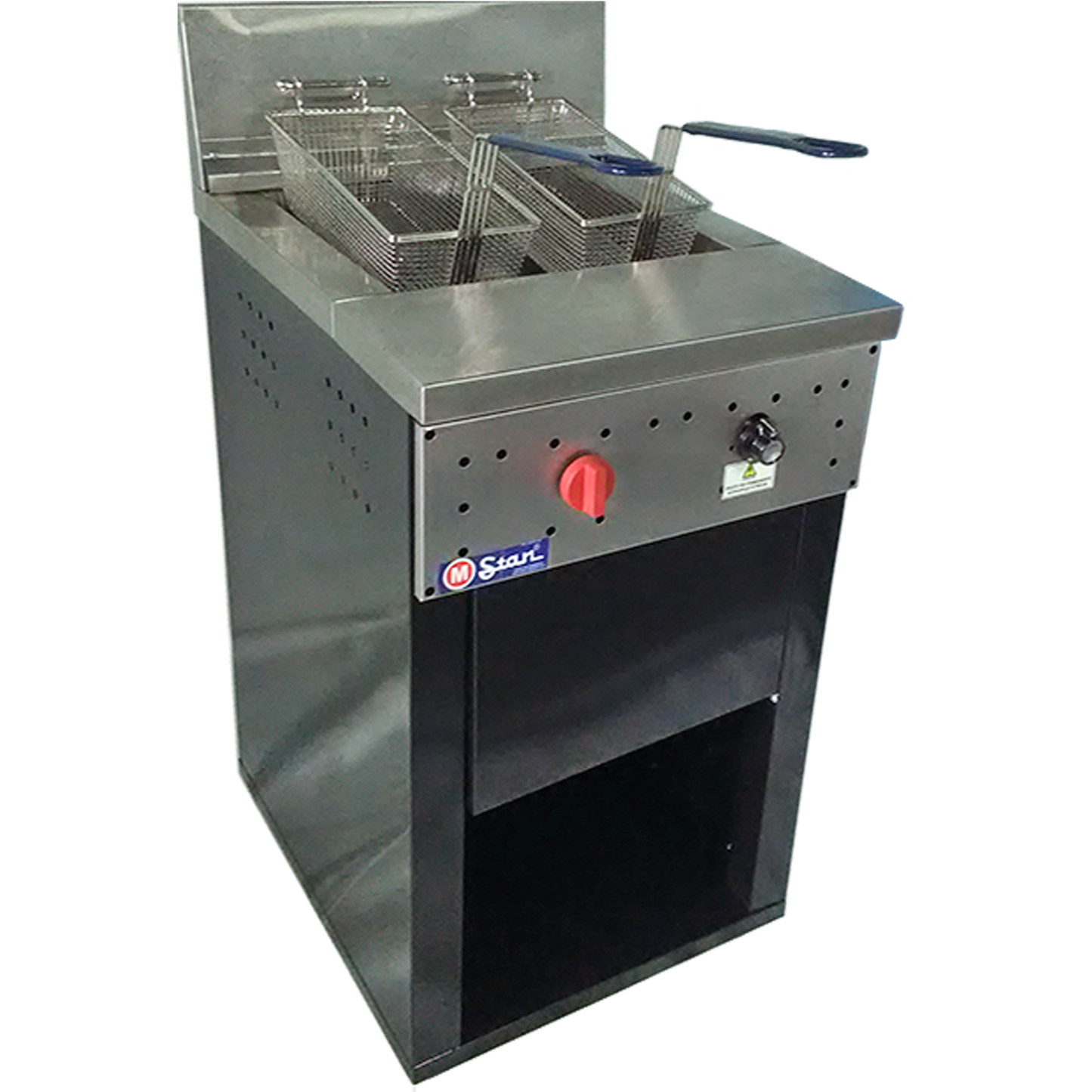 2-basket gas fryer 30Lts. of oil plus 5Lts. of water