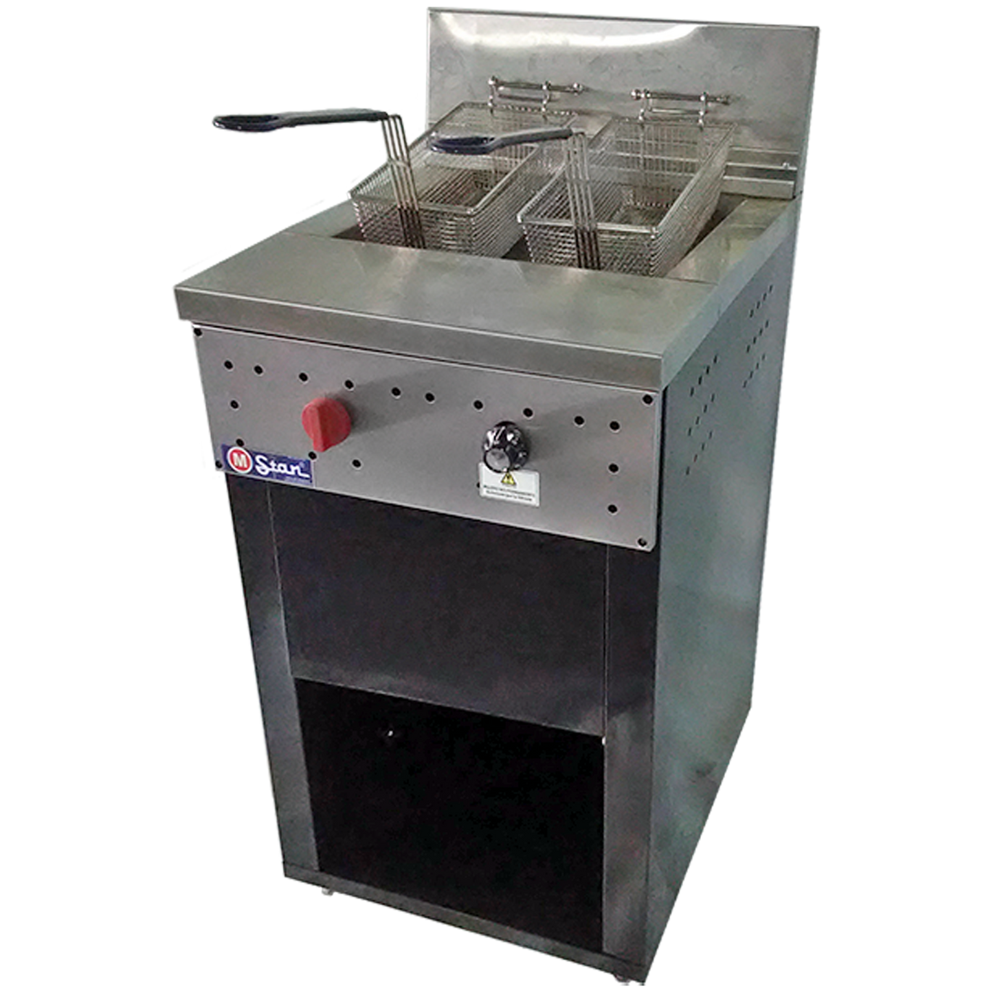 2-basket gas fryer 30Lts. of oil plus 5Lts. of water