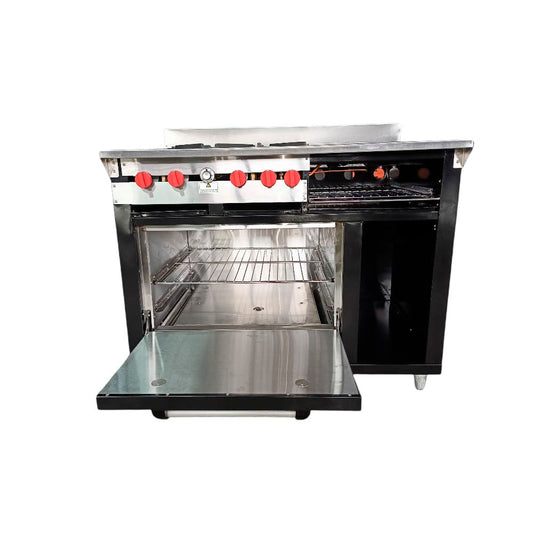 Cocina a gas 4 Hornillas Hondas, Plancha Gratinador y Horno