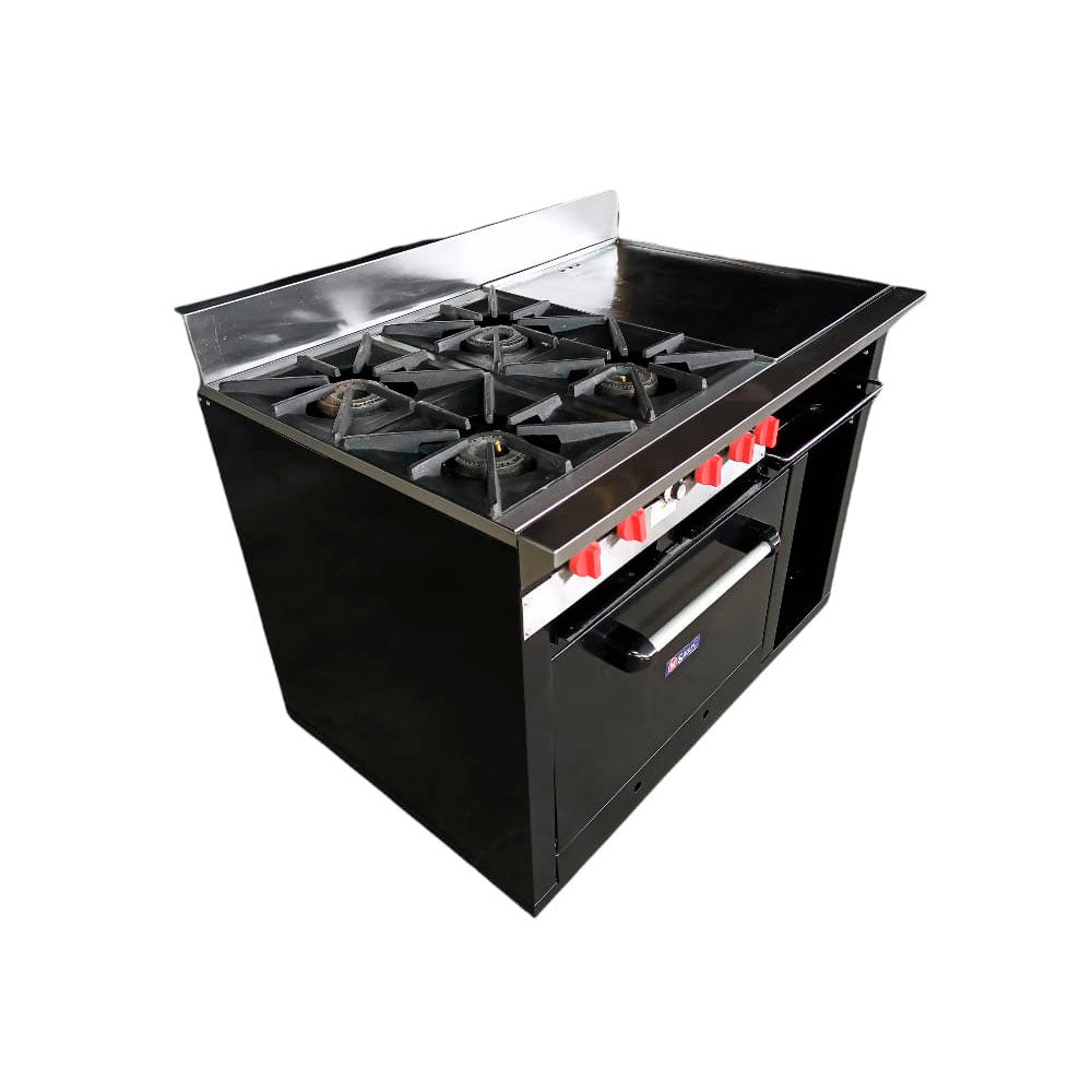 Gas stove with 4 deep burners, grill and oven