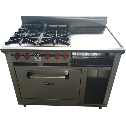 Cocina a gas 4 Hornillas Hondas, Plancha Gratinador y Horno