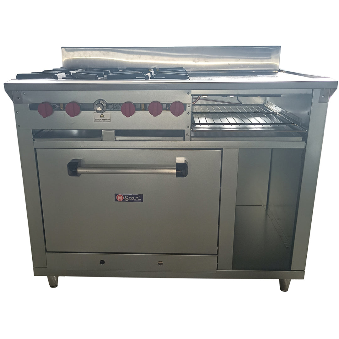 Gas stove with 4 deep burners, grill and oven