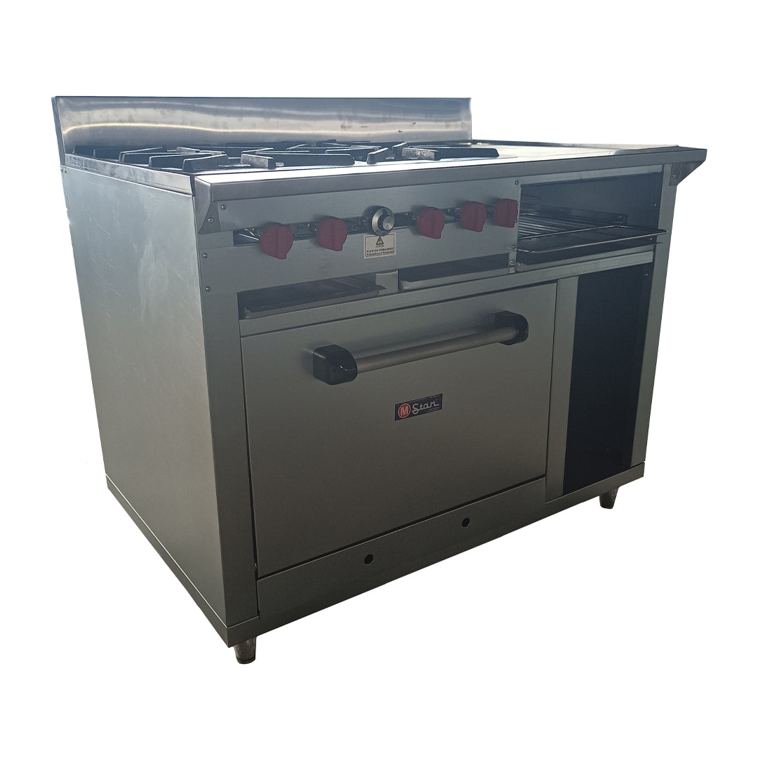 Gas stove with 4 deep burners, grill and oven