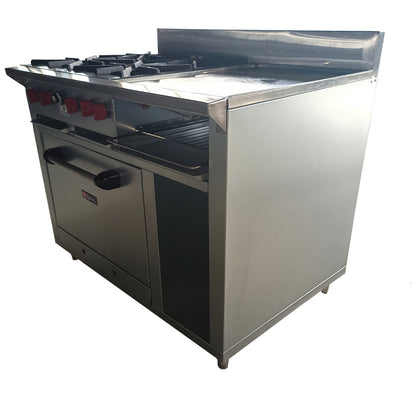 Gas stove with 4 deep burners, grill and oven