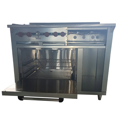Gas stove with 4 deep burners, grill and oven