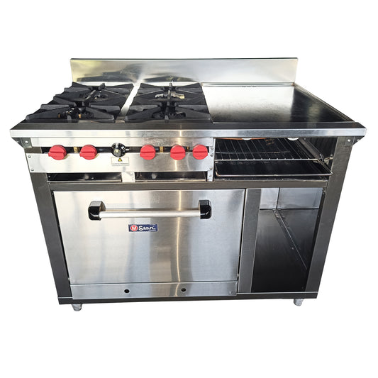 Gas stove with 4 deep burners, grill and oven