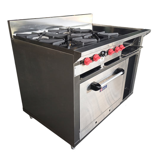 Cocina a gas 4 Hornillas Hondas, Plancha Gratinador y Horno