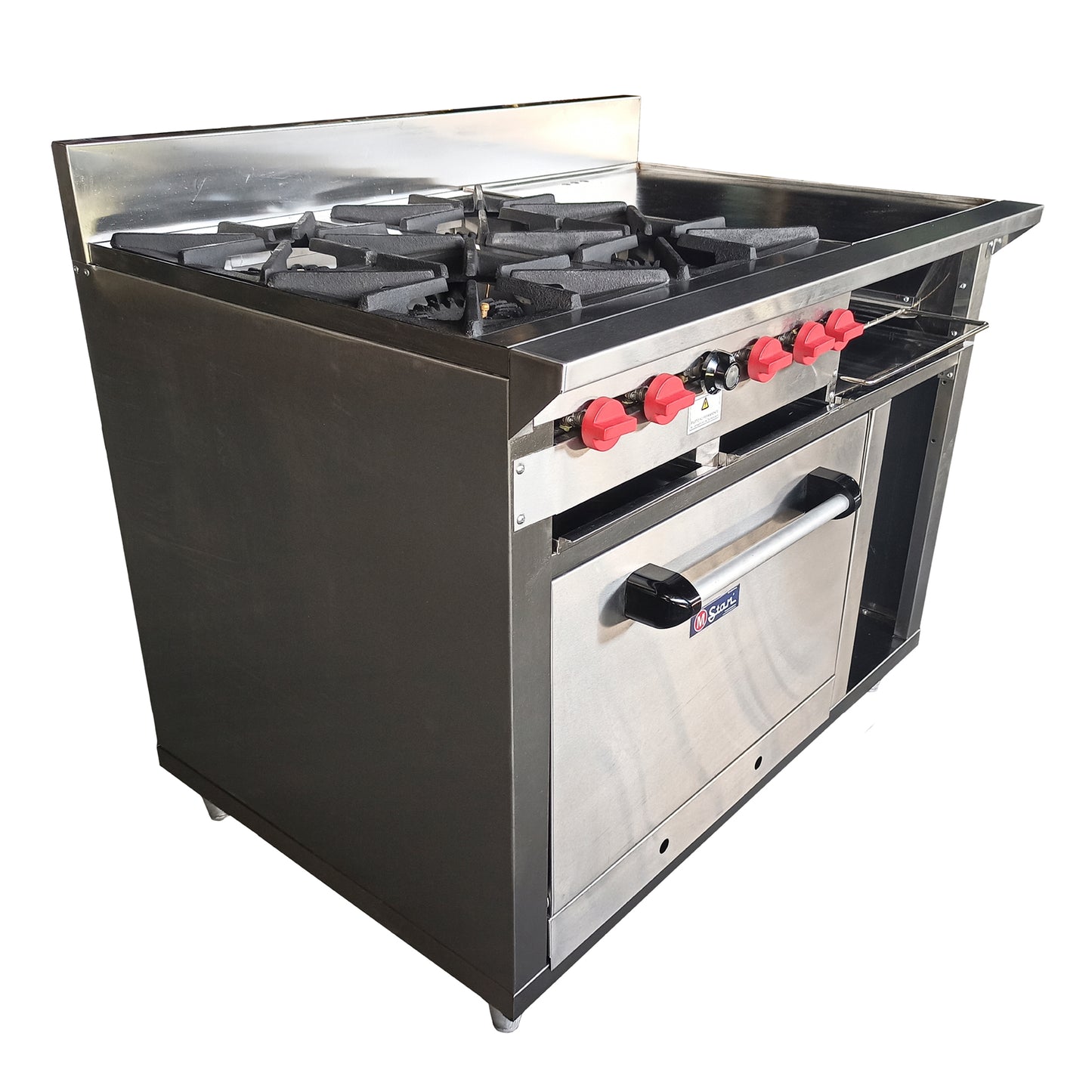 Gas stove with 4 deep burners, grill and oven