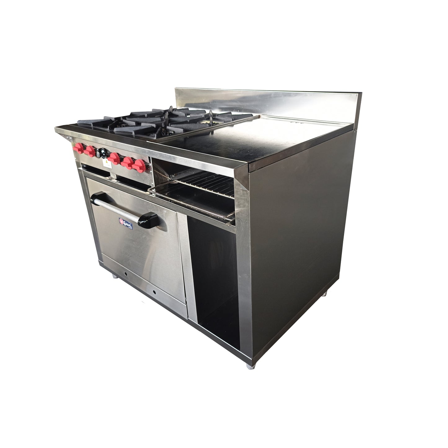 Gas stove with 4 deep burners, grill and oven
