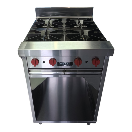 Gas stove with 4 deep burners and cabinet