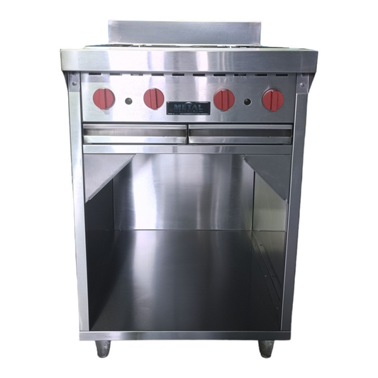 Gas stove with 4 deep burners and cabinet
