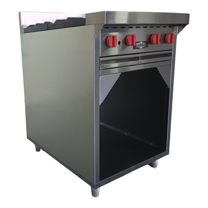 Gas stove with 4 deep burners and cabinet