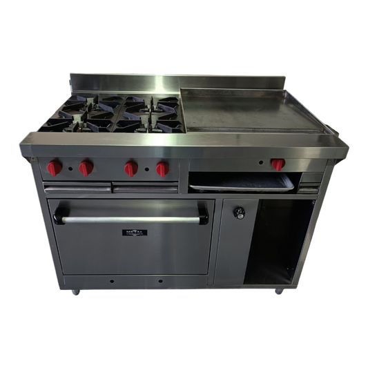 Gas stove with 4 deep burners, grill and oven