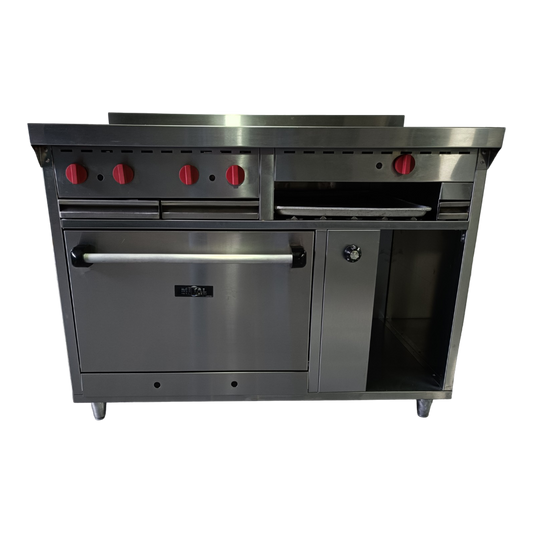 Gas stove with 4 deep burners, grill and oven