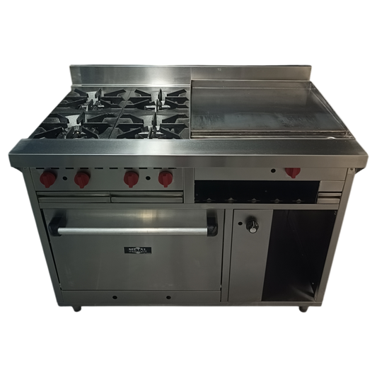 4-Burner Gas Stove, Grill, and Oven with Safety Thermostat