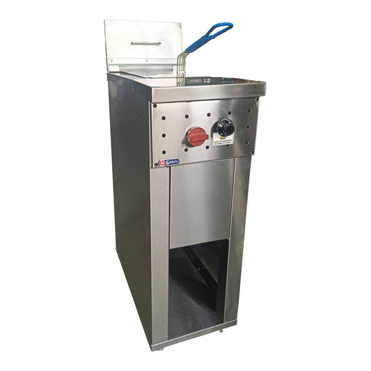 1-basket gas fryer 17Lts. of oil plus 3Lts. of water