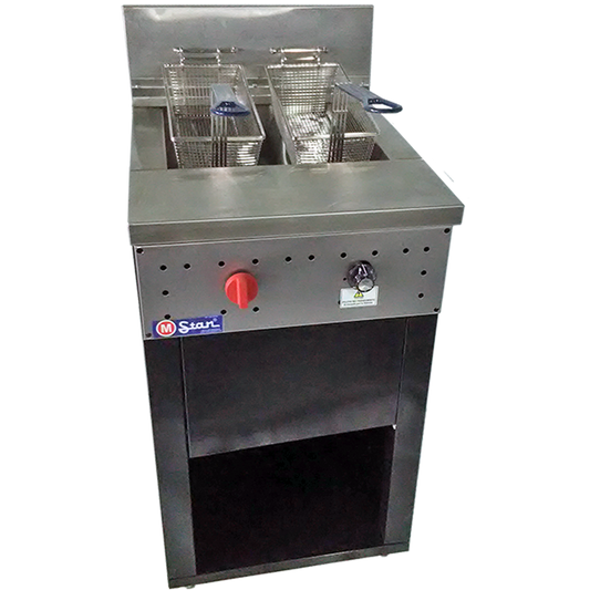 2-basket gas fryer 30Lts. of oil plus 5Lts. of water