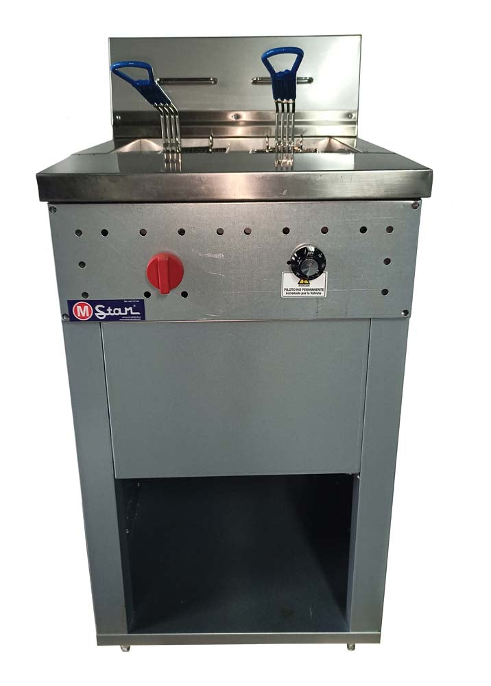 2-basket gas fryer 30Lts. of oil plus 5Lts. of water