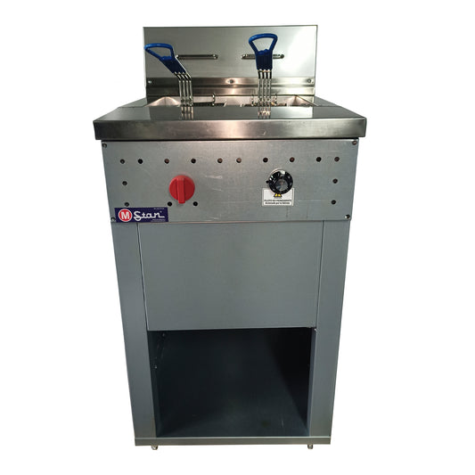 2-basket gas fryer 30Lts. of oil plus 5Lts. of water