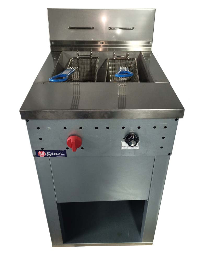 2-basket gas fryer 30Lts. of oil plus 5Lts. of water