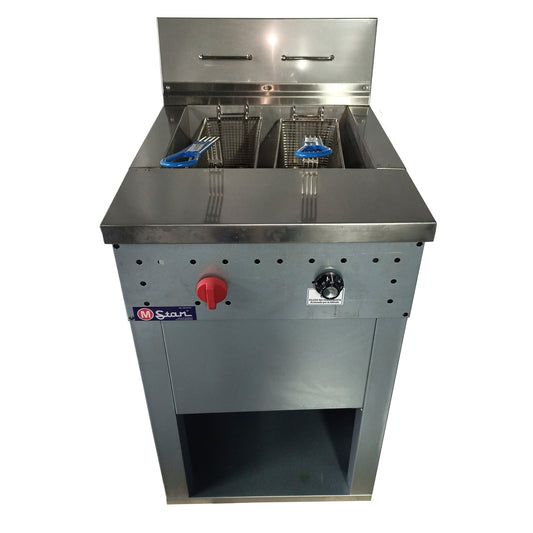 2-basket gas fryer 30Lts. of oil plus 5Lts. of water