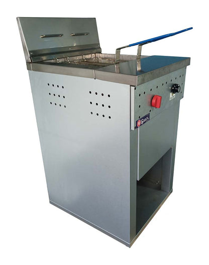 2-basket gas fryer 30Lts. of oil plus 5Lts. of water
