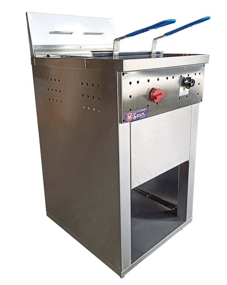 2-basket gas fryer 30Lts. of oil plus 5Lts. of water