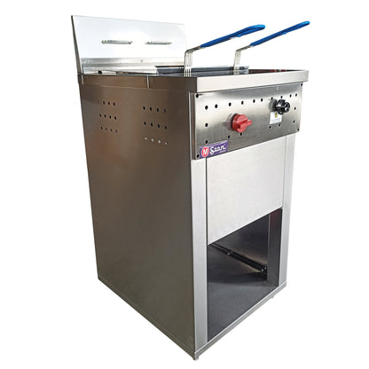 2-basket gas fryer 30Lts. of oil plus 5Lts. of water