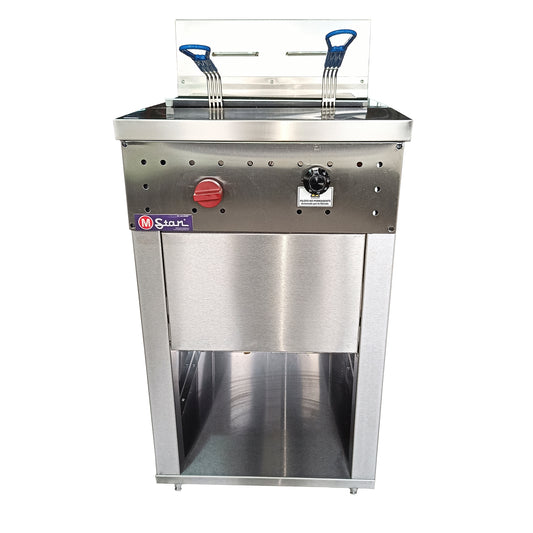 2-basket gas fryer 30Lts. of oil plus 5Lts. of water