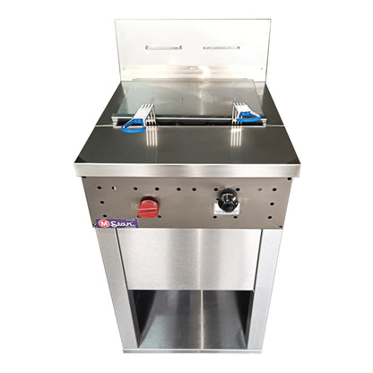 2-basket gas fryer 30Lts. of oil plus 5Lts. of water