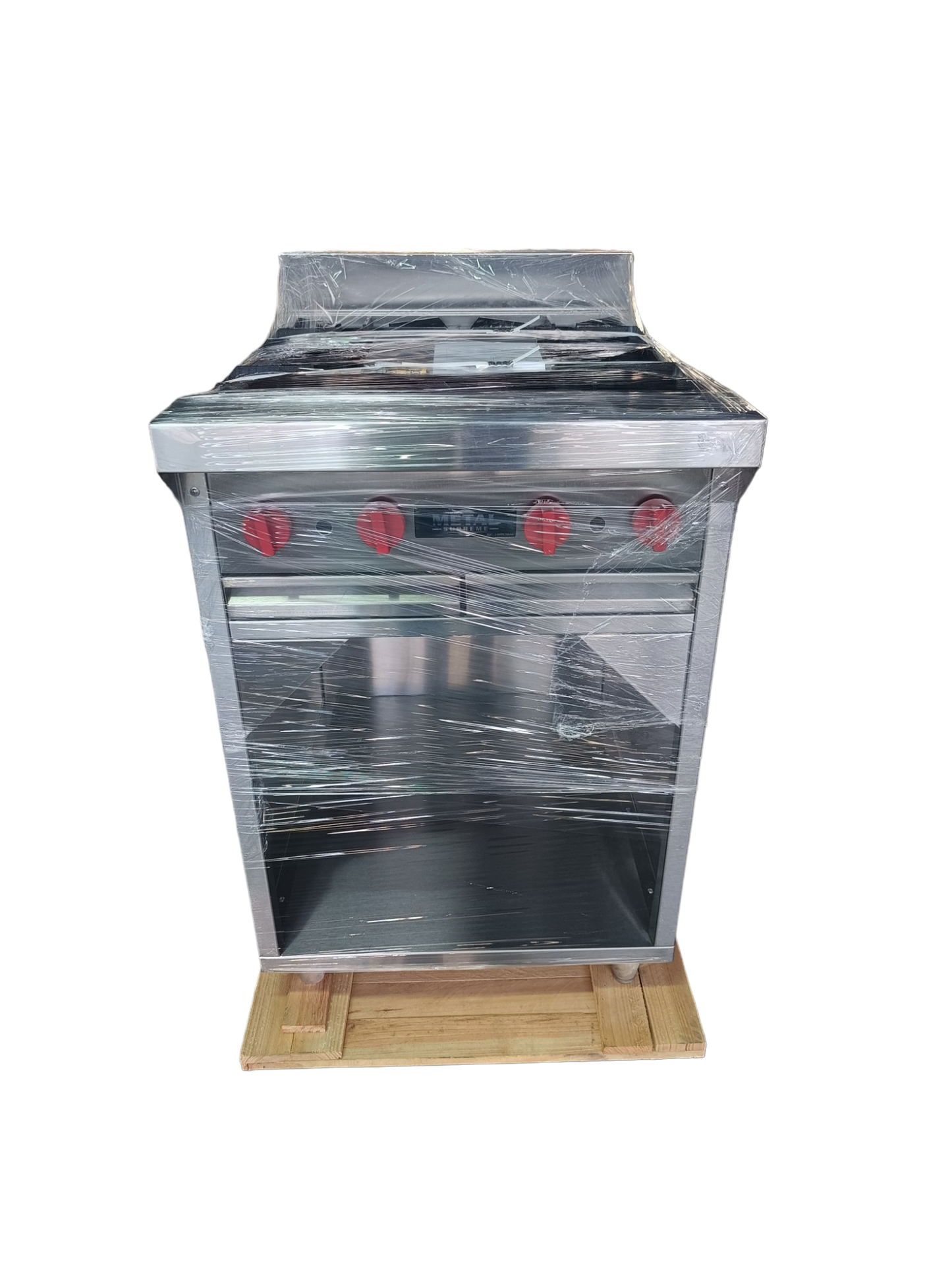Gas stove with 4 deep burners and cabinet