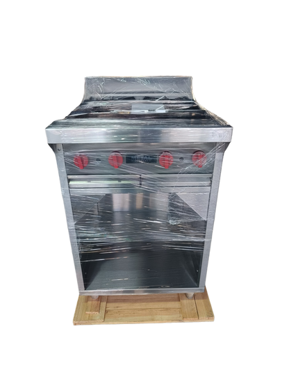 Gas stove with 4 deep burners and cabinet