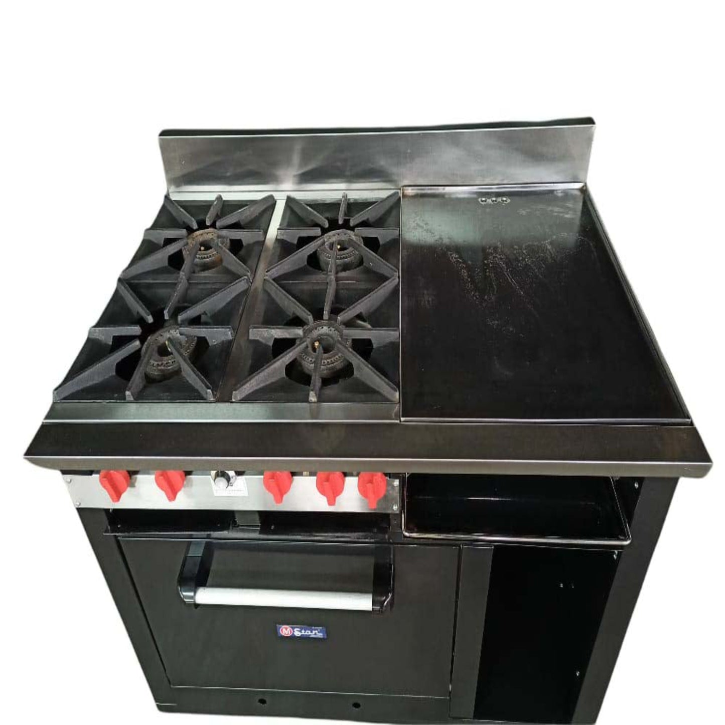 Gas stove with 4 deep burners, grill and oven
