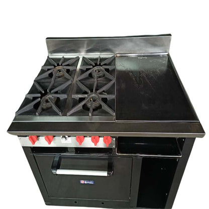 Gas stove with 4 deep burners, grill and oven