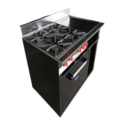 Gas stove with 4 deep burners, grill and oven