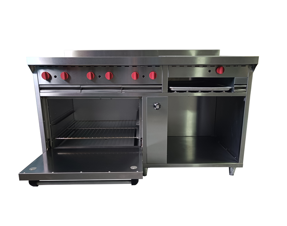COCINA 6 HORNILLAS, PLANCHA, GRAT. Y HORNO EN A/I 430 C/SEG