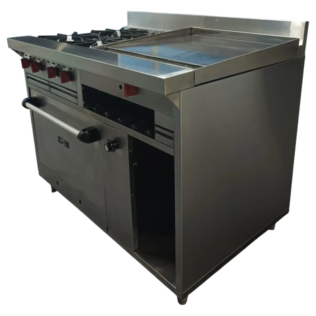 COCINA 4 HORNILLAS, PLANCHA, GRAT. Y HORNO EN A/I 430 C/ SEG