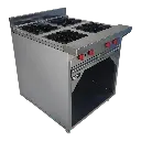 COCINA INDUSTRIAL 4 HORNILLAS AMPLIAS CON GABINETE 