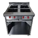 COCINA INDUSTRIAL 4 HORNILLAS AMPLIAS CON GABINETE 