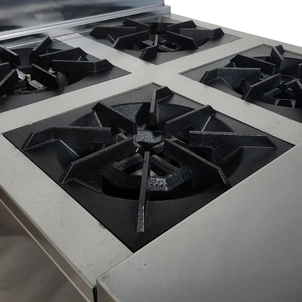 COCINA INDUSTRIAL 4 HORNILLAS AMPLIAS CON GABINETE 