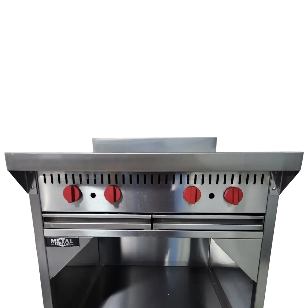 COCINA INDUSTRIAL 4 HORNILLAS AMPLIAS CON GABINETE 