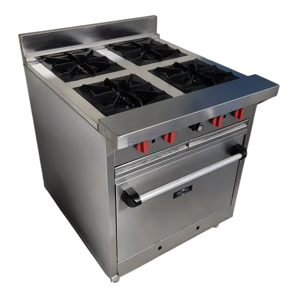 COCINA INDUSTRIAL 4 HORNILLAS TOPE AMPLIO Y HORNO EN A/I 430 C/SEG