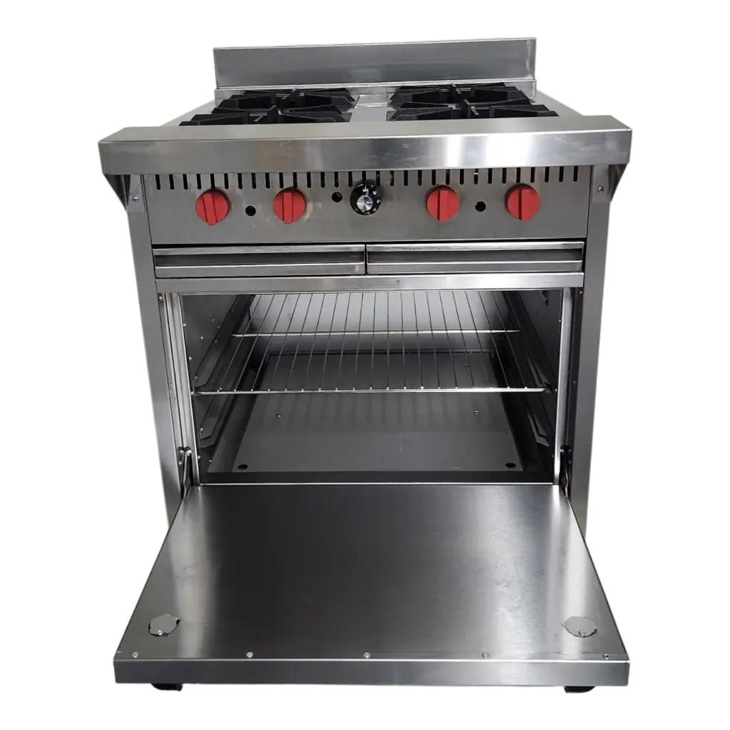 COCINA INDUSTRIAL 4 HORNILLAS TOPE AMPLIO Y HORNO EN A/I 430 C/SEG