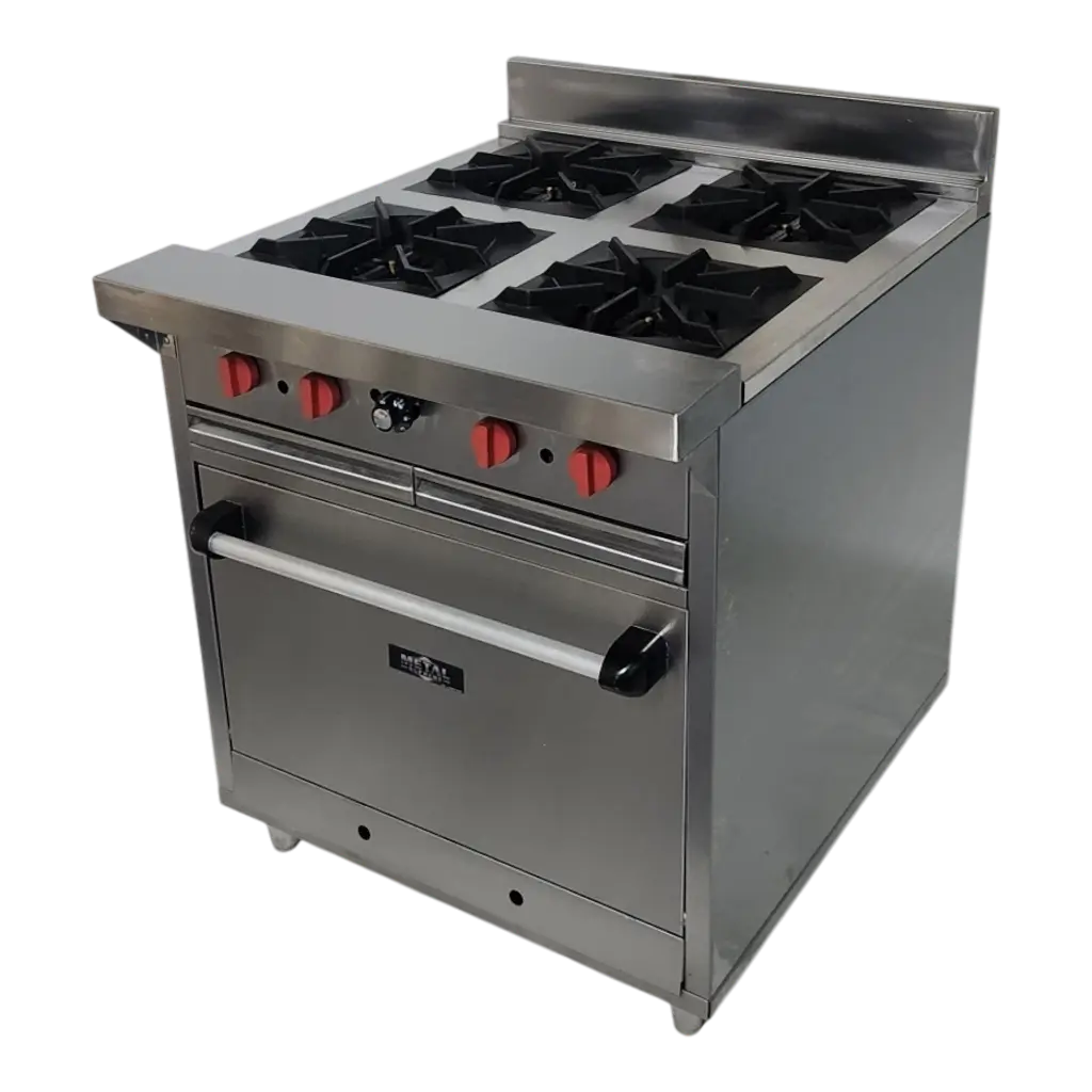 COCINA INDUSTRIAL 4 HORNILLAS TOPE AMPLIO Y HORNO EN A/I 430 C/SEG