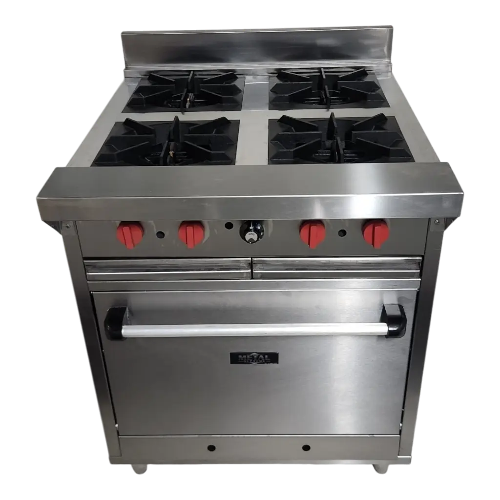 COCINA INDUSTRIAL 4 HORNILLAS TOPE AMPLIO Y HORNO EN A/I 430 C/SEG