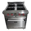 COCINA INDUSTRIAL 4 HORNILLAS TOPE AMPLIO Y HORNO EN A/I 430 C/SEG