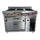 COCINA INDUSTRIAL 6 HORNILLAS TOPE AMPLIO Y HORNO EN A/I 430 C/SEG