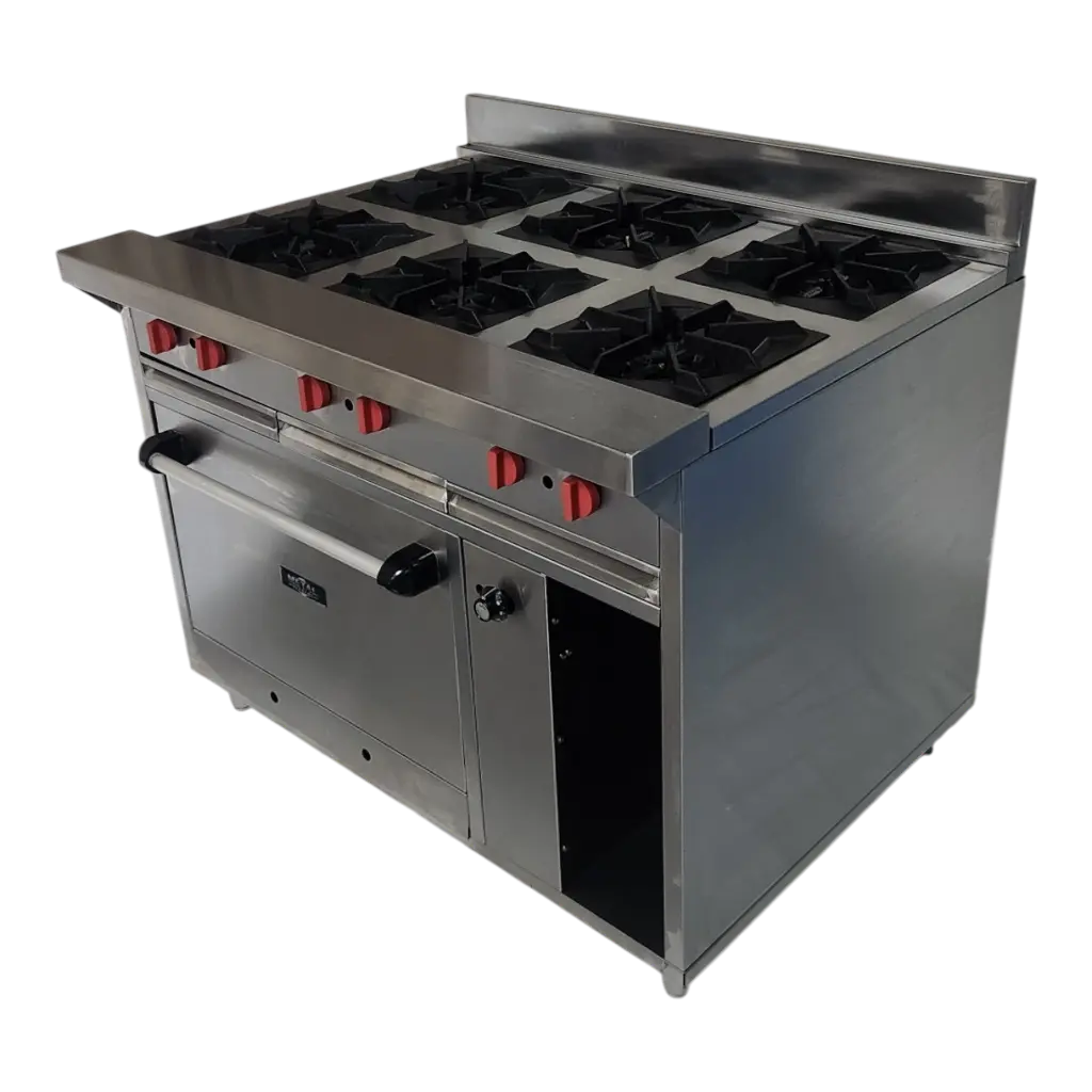 COCINA INDUSTRIAL 6 HORNILLAS TOPE AMPLIO Y HORNO EN A/I 430 C/SEG
